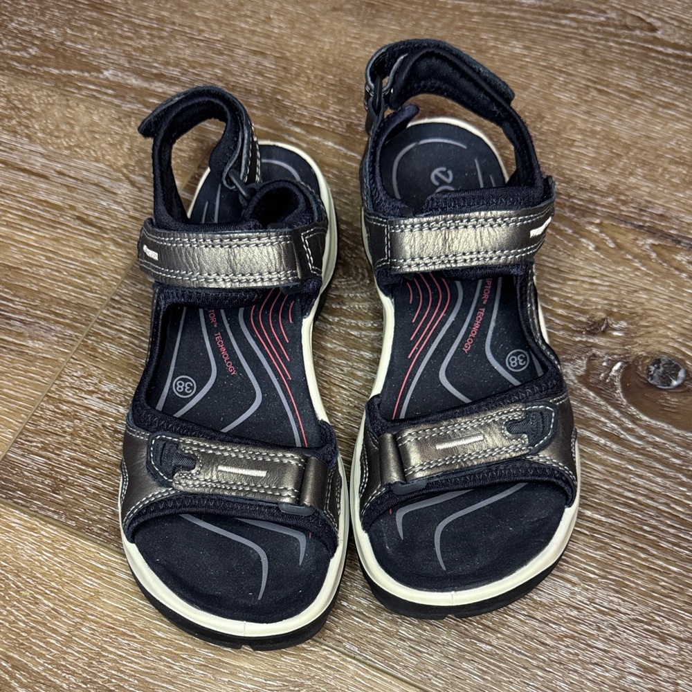 Ecco Black and Bronze Women's Sandals